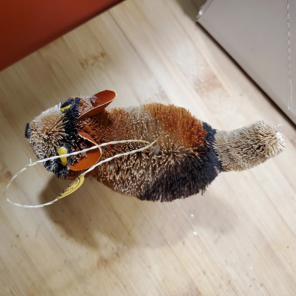 West Elm bottle brush calico cat holiday ornament
